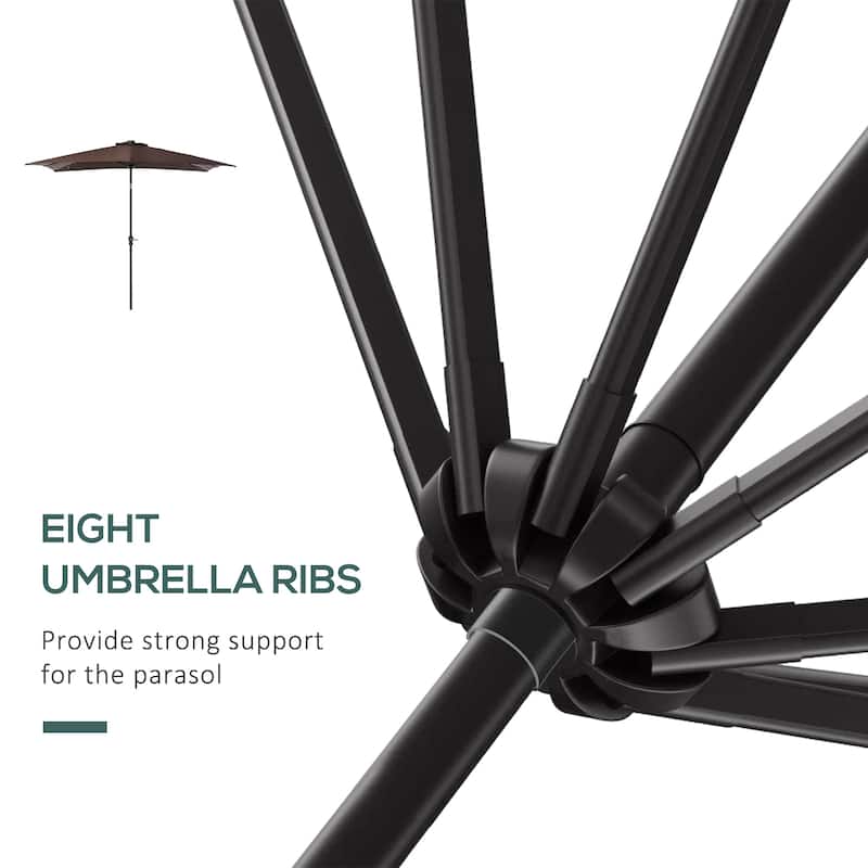 9' x 7' Solar Umbrella, LED Lighted Patio Umbrella for Table or Base with Tilt & Crank, Outdoor Umbrella for Garden, Deck