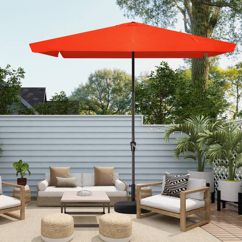 8*10ft Rectangular Patio Market Umbrella with Sagging Edge，UV Risistance,Crank & Tilt - Orange