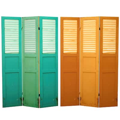 6 ft. Tall Double Sided Distressed Door Panel Canvas Room Divider