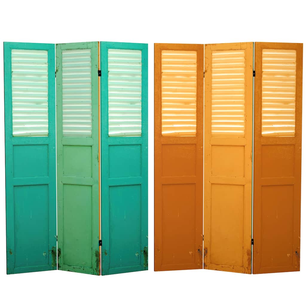 6 ft. Tall Double Sided Distressed Door Panel Canvas Room Divider