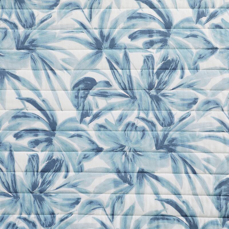 Tommy Bahama Aubrey Botanical Lightweight Reversible Cotton Quilt (Blue, 3 Piece Set)