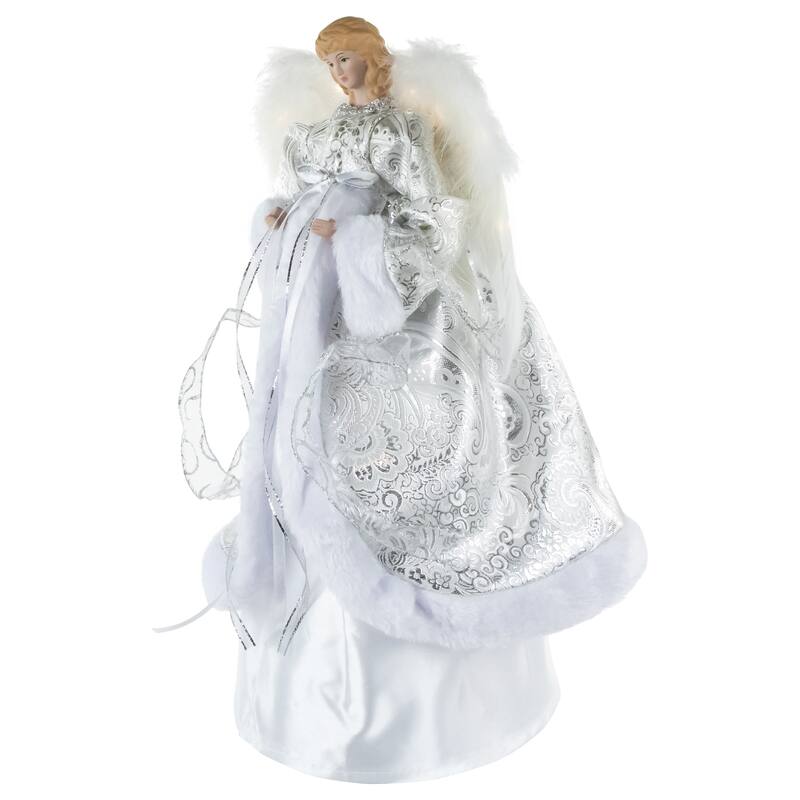 18" Lighted Angel in a Dress Christmas Tree Topper - Warm White Lights