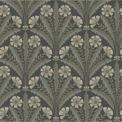 Chesapeake Tap Root Charcoal Floral Damask Wallpaper
