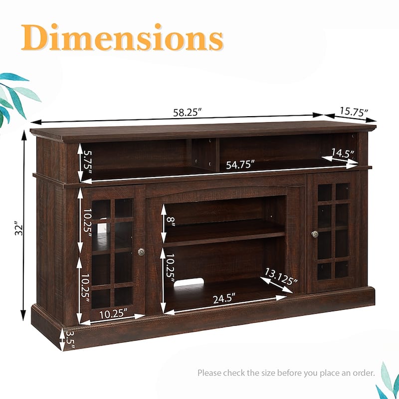 58"W Retro TV Stand & Entertainment Center,TV Cabinet,TV up to 60" - 58.25"W*15.75"D*32"H