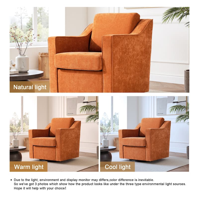 Chenille/Leather Swivel Barrel Chair(Set of 2) Modern Club Chair by UIXE