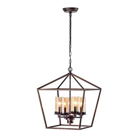 Modern 4-Light Chandelier with Glass Shades - N/A