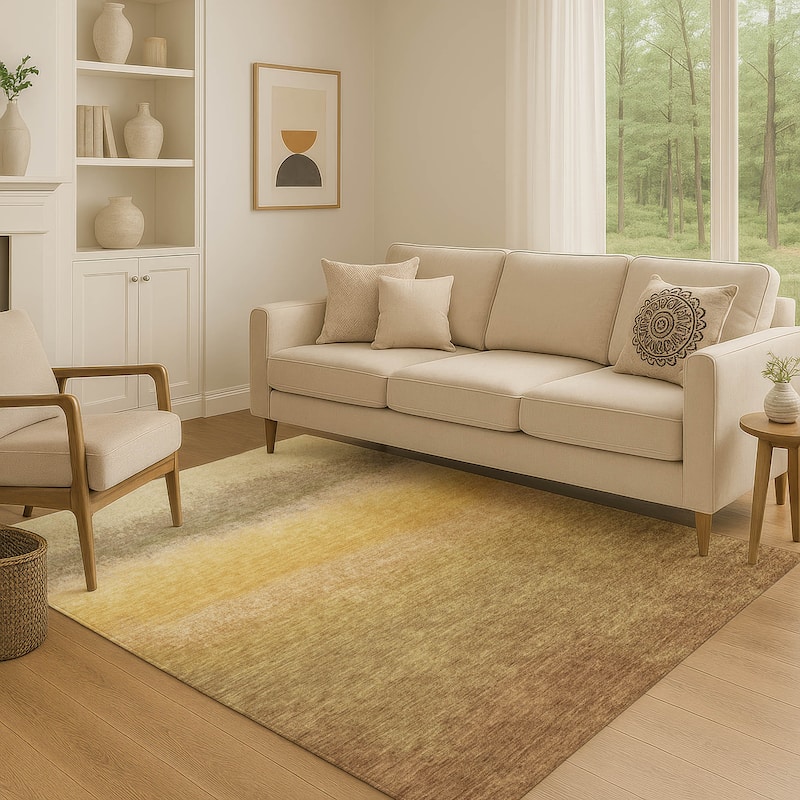 Premium Washable Super Soft Abstract Ombre Mayfield Rug - Gold - 10' x 14'