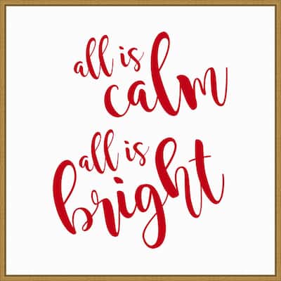 All is Calm Script Red by Amanti Art Portfolio Framed Canvas Wall Art