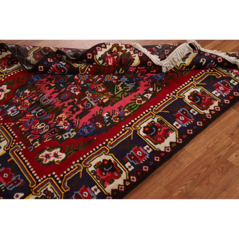 Hand Knotted Oriental 100% Wool Carpet Traditional Floral Pink Bakhtiari Area Rug - 4' 10'' X 3' 9''