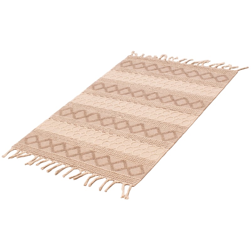 ECARPETGALLERY Braid weave Sienna Cream, Taupe Wool Rug - 4'0 x 5'7