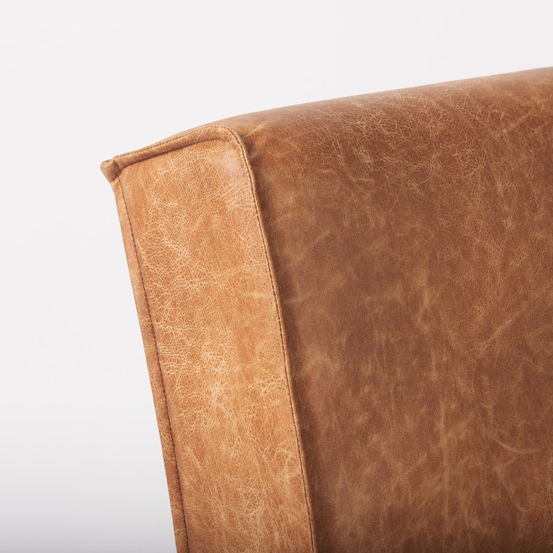 Damon Cognac Brown Faux Leather Dining Chair - 20.4"W x 27.1"D x 31.2"H