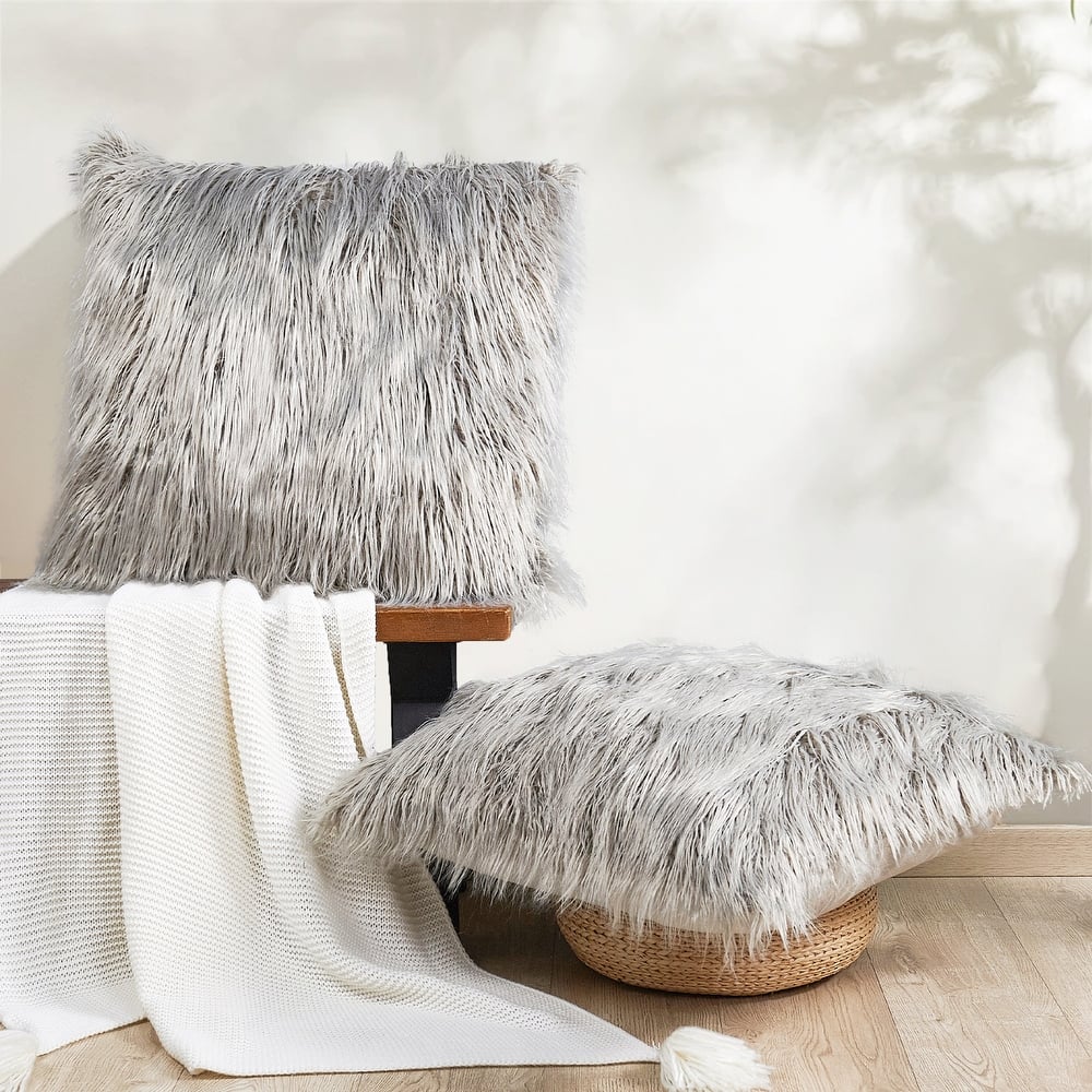 Karenne FauxFur Throw Pillow Covers (Set of 2), NO INSERT