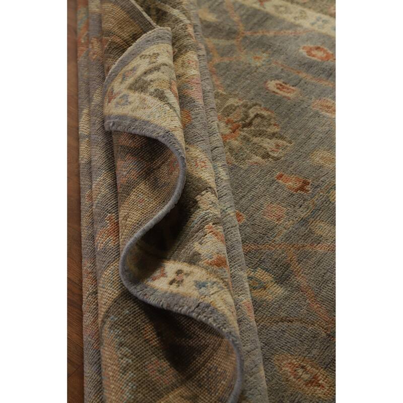 Hand Knotted Oriental 100% Wool Carpet Transitional All-Over Greys & Charcoal Oushak Area Rug - 9' 1'' X 6' 0''