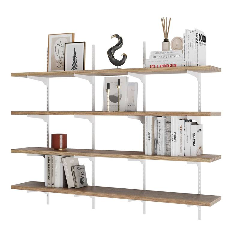 Wallniture Turin 60" Floating Wall Shelf with Adjustable Brackets, Hanging Shelves, Wall Mounted, Boho Decor, Wood, Tier Options