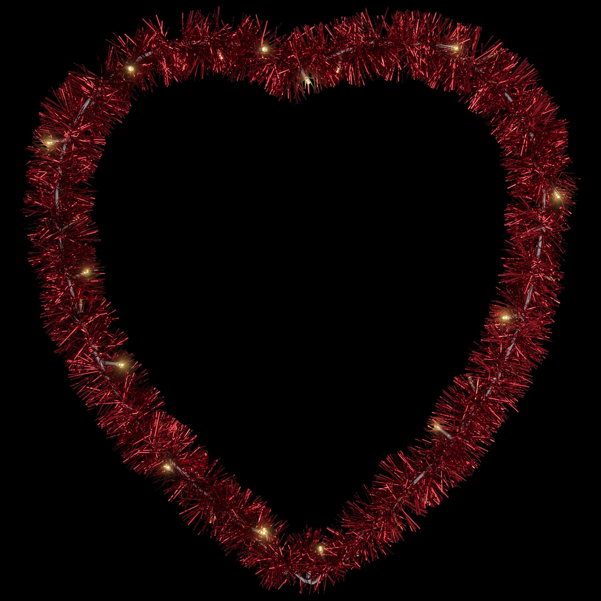 LED Lighted Tinsel Heart Valentine'S Day Window Silhouette 25.25" Red