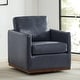 preview thumbnail 37 of 172, Shane Modern Swivel Accent Arm Chair Single - Navy Blue-Faux Leather