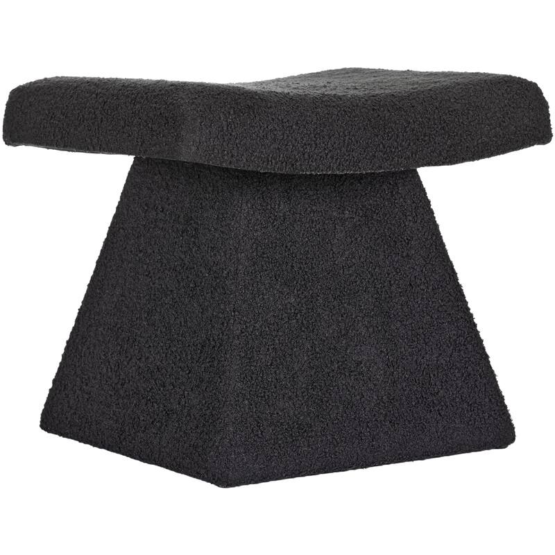 Black Teddy Upholstered T-Shape Vanity Foot Stool 19"W x 16"H