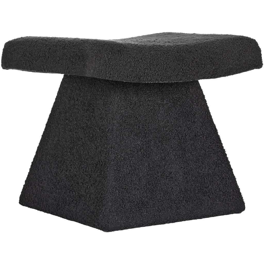 Black Teddy Upholstered T-Shape Vanity Foot Stool 19"W x 16"H