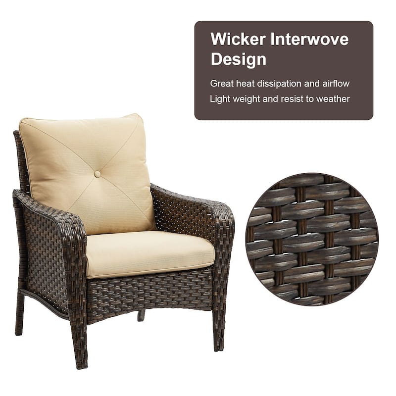2 Pieces PE Rattan Wicker Chairs Outdoor Garden Chairs