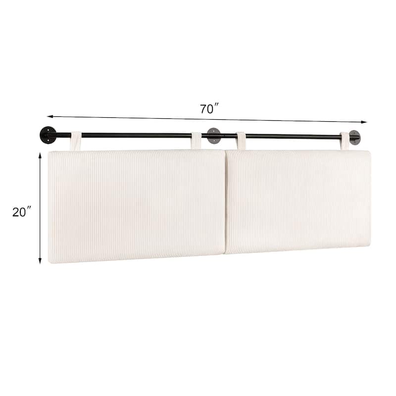 Adeco 70-Inch Corduroy Upholstered Wall Mount Hanging Headboard