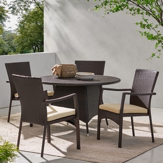 Palmers Outdoor 5-piece Wicker Dining Set with Cushions by Christopher Knight Home