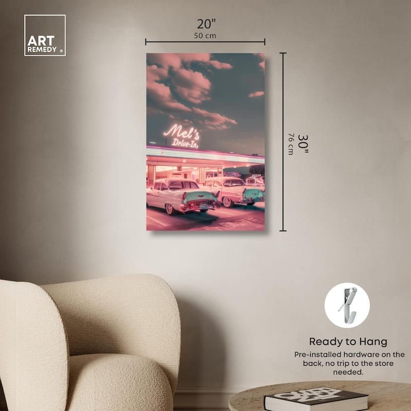 Drive In Stop Canvas by Art Remedy, Gallery Wrapped