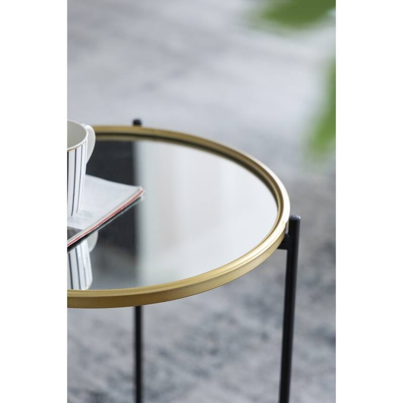 Nesting Side Tables Set of 2 with Glass Tops and Metal Frame