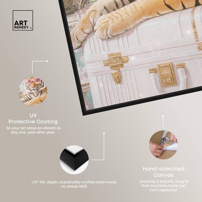 Tiger Luggage Paris Canvas by Art Remedy