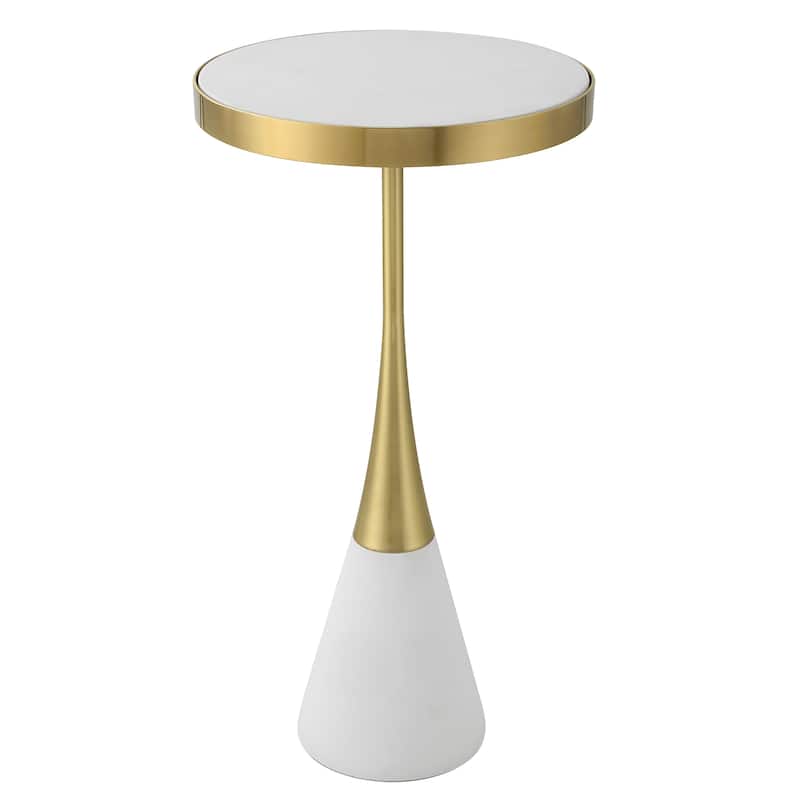 Uttermost Apex White Concrete Accent Table - 13"W x 24"H x 13"D - White/Gold - 13"W x 24"H x 13"D