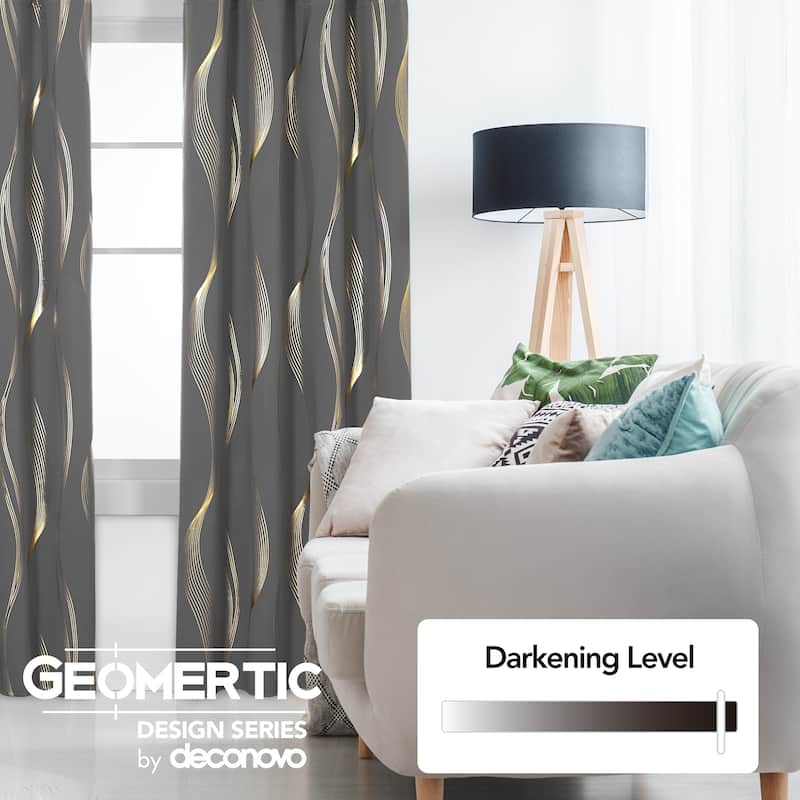 Deconovo Gold Wave 52 Width Curtain (2 Panel)