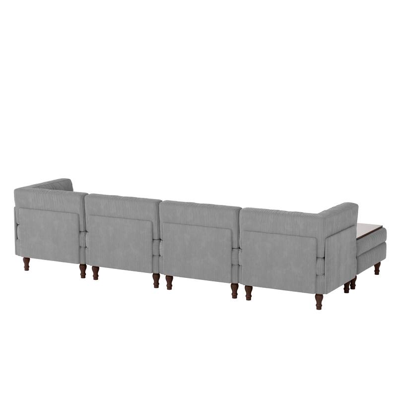 Oversized Modular Sectional Corduroy Fabric Tufted Sofa