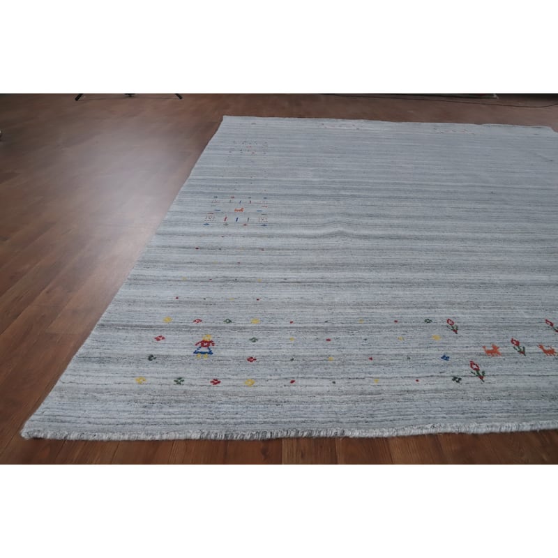 Hand Knotted Oriental 100% Wool Carpet Tribal Tribal Greys & Charcoal Gabbeh Area Rug - 10' 0'' X 8' 7''