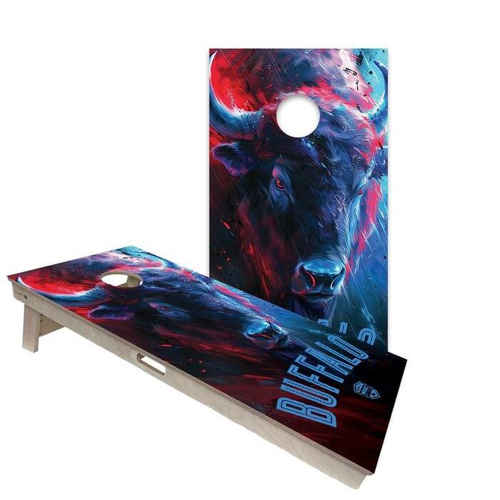 Buffalo Bills Regulation 2x4 Cornhole Board Set - Backyard - Include Case + LED Lights