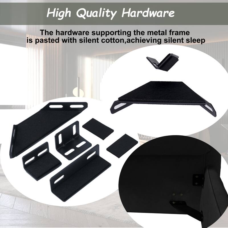 Queen Size Upholstered Platform Bed with Cushioned Headboard - Sturdy Solid Wood Frame.