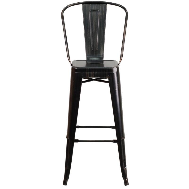 4 Pack 30" High Metal Indoor-Outdoor Barstool with Back - Kitchen Furniture