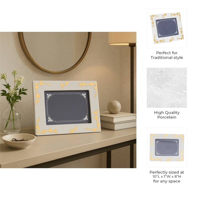 Ceramic Cherry Blossom Picture Frame - Gold