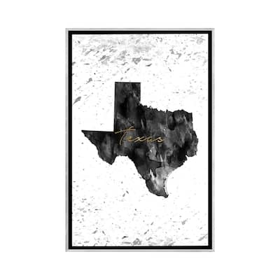 iCanvas "Texas Black And White Gold" by WallDecorAddict Framed