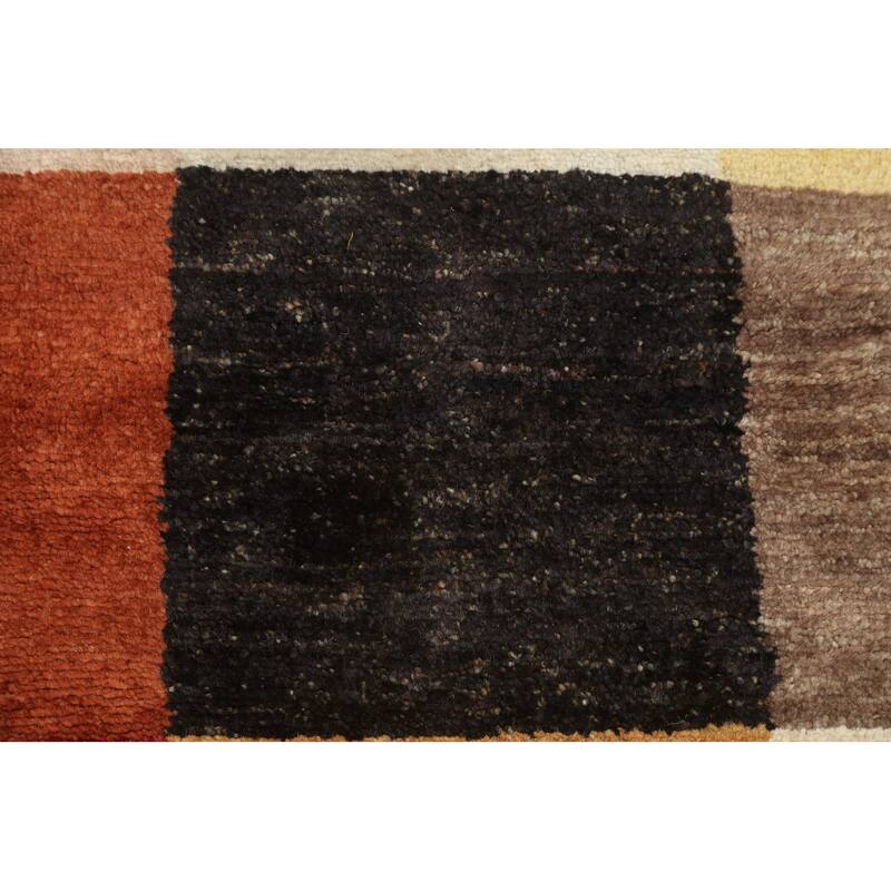 Checkered Gabbeh Kashkoli Oriental Runner Rug Hand-knotted Wool Carpet - 2'2" x 6'0"