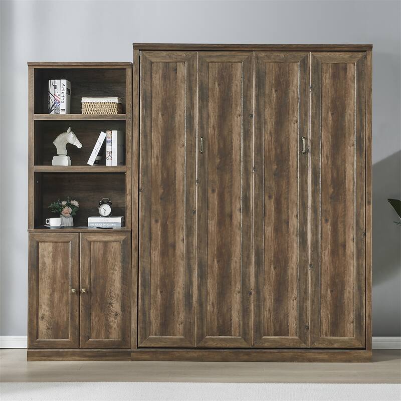 Murphy Wall Bed with 1 Side Cabinet Storage Shelf by Harper&Bright Designs