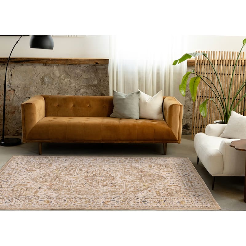 Beige Cream Traditional High-Traffic Rug