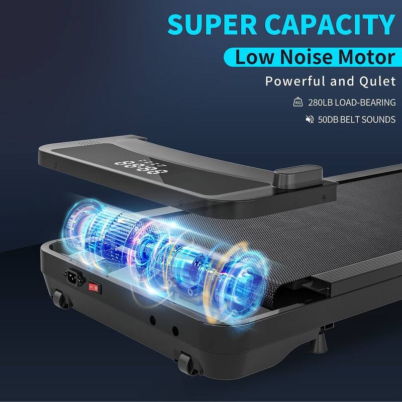 Compact Flat Treadmill with Remote Control - Ideal for Home Fitness and Fat Burning