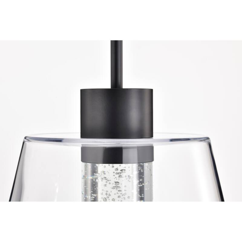 Aura 12 Inch LED Pendant Matte Black K9 Bubble Crystal 3000K CCT - Matte Black