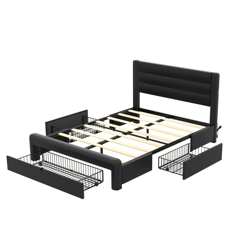 Queen Size Bed Frame with Drawers Storage Bed Bath & Beyond 38459365