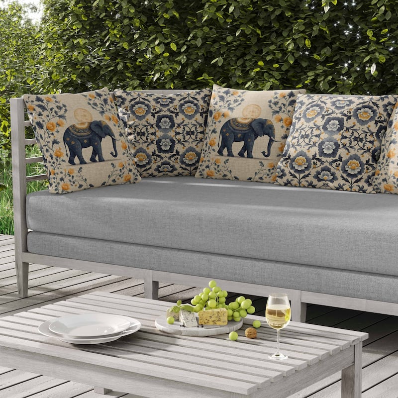 Moonbeam Elephant Indoor/Outdoor Reversible Throw Pillow Gray and Orange