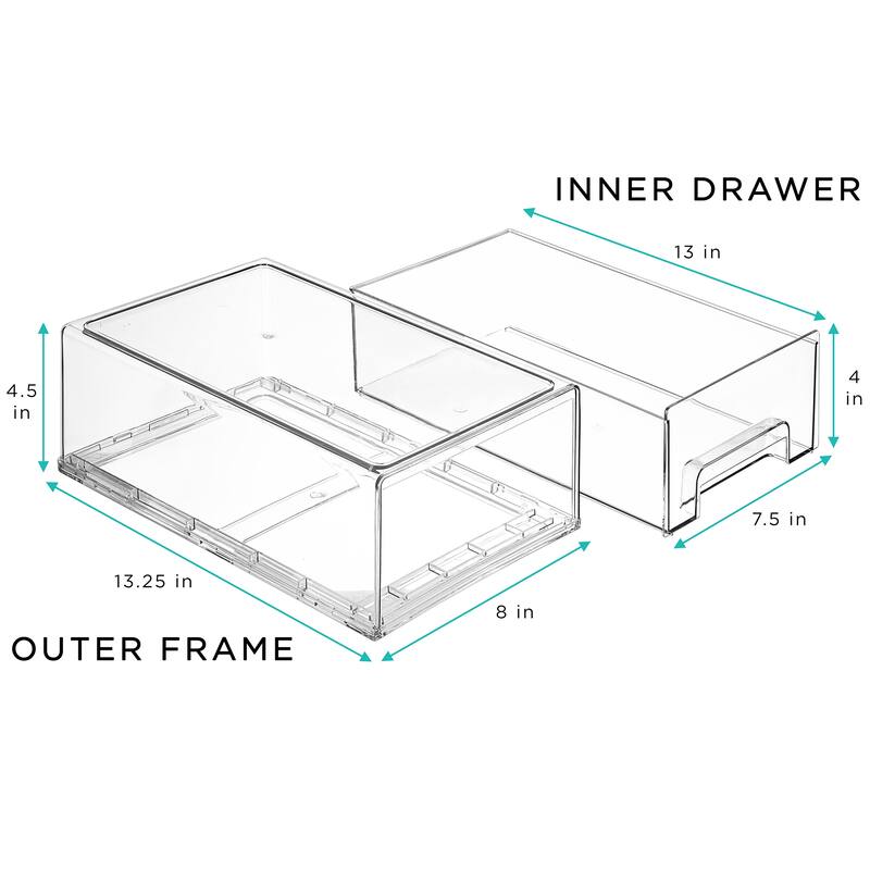 Sorbus Medium Clear Stackable Storage Drawers with Handles 2 Pack