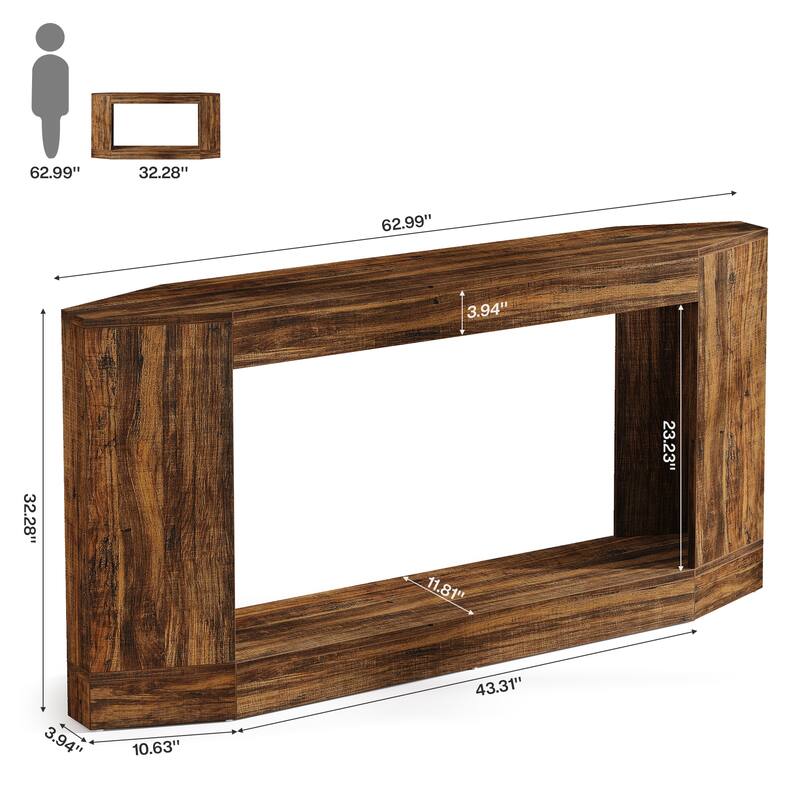Light Console Table, Entryway Hallway Foyer Display for Living Room, Brown - Large