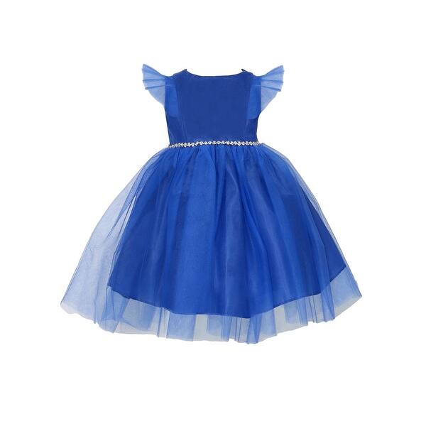 Shop Black Friday Deals On Royal Blue Ruffled Sleeves Flower Girl Easter Dress Baby Girls Overstock 30933230 12 Months