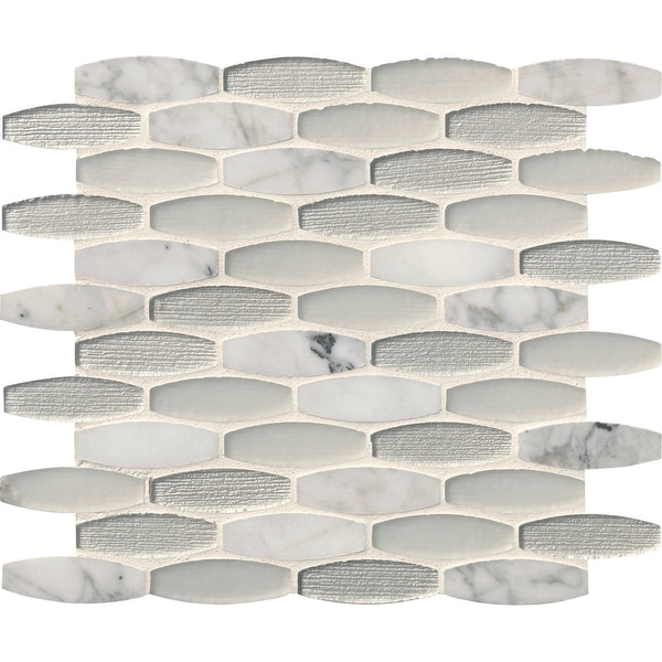 MSI SMOT-SGLSOB-EL8MM 12" x 11-7/16" Oval Mosaic Sheet - Varied Glass and Stone Visual - Sold by Carton (9.5 SF/Carton)
