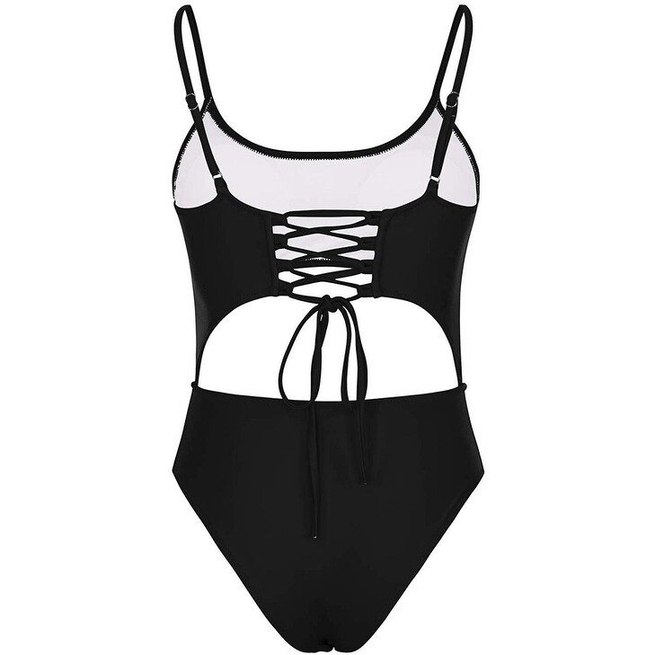 Shop Meyeeka Cut Out One Piece Swimsuit For Women Spaghetti Strap Black Size Large On Sale Overstock 31694902