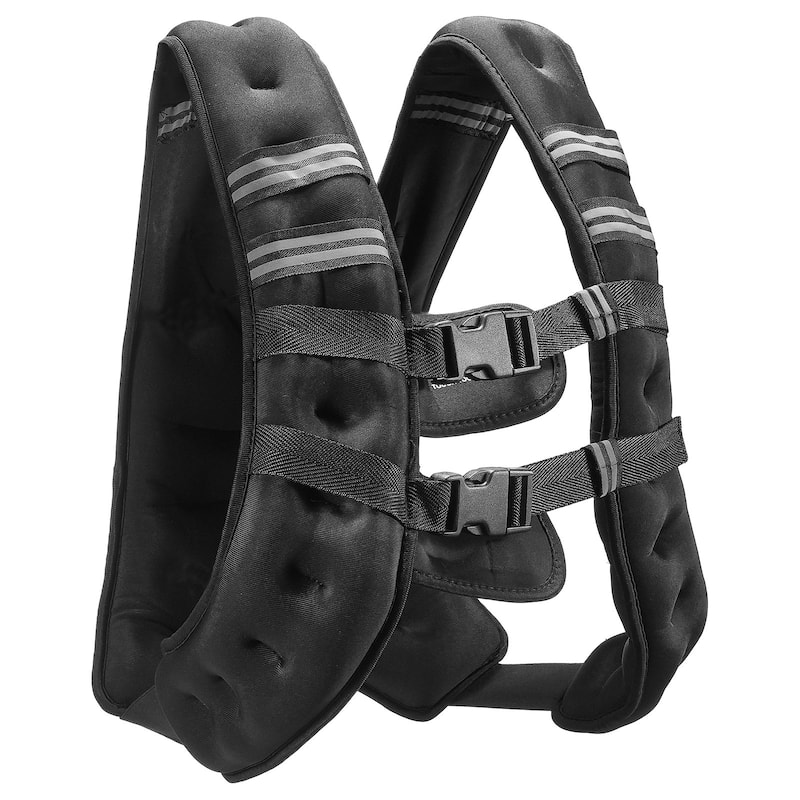 Black Neoprene Weighted Vest 30lbs with Pockets and Reflective Strips - 20lbs